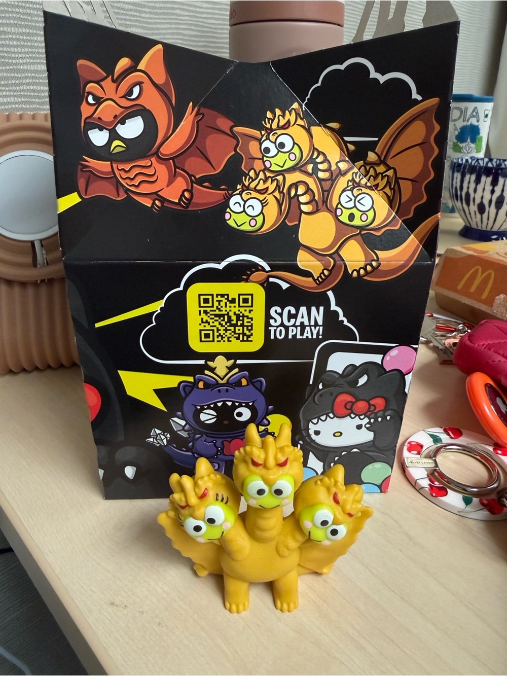 McDonald- Hello Kitty Yellow Three-Headed Dragon Vinyl Figure